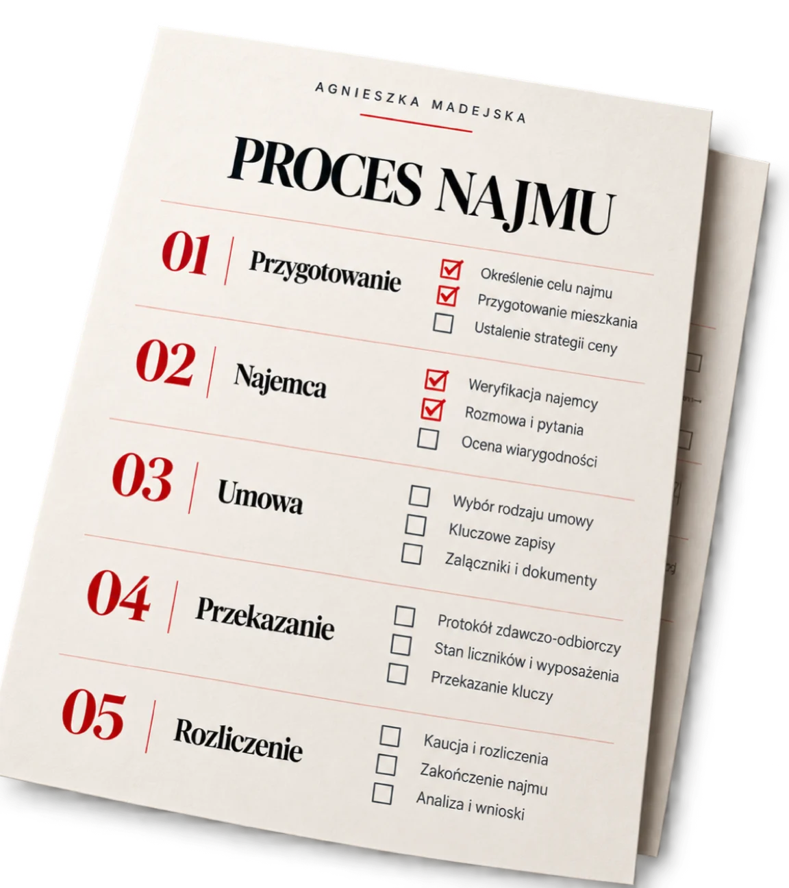 Checklista procesu: Checklista procesu najmu od A do Z