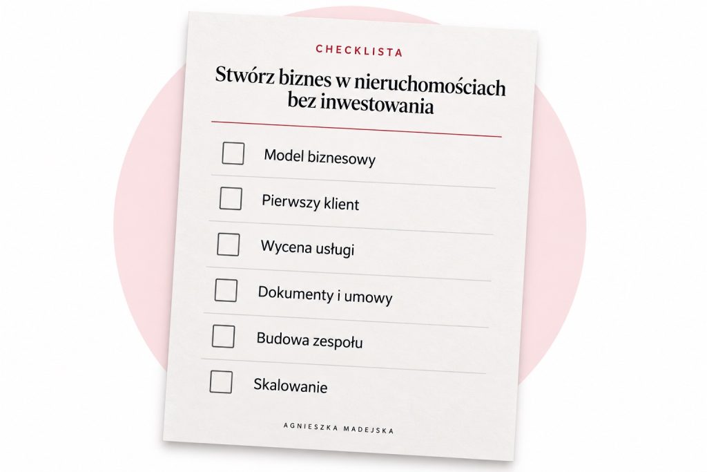 Stwórz biznes w nieruchomościach bez inwestowania: przykładowa strona z checklistą